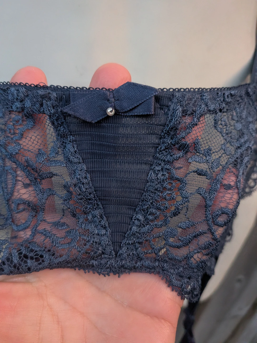 Vintage French Blue Lace Garter Belt size SMALL - photo 5