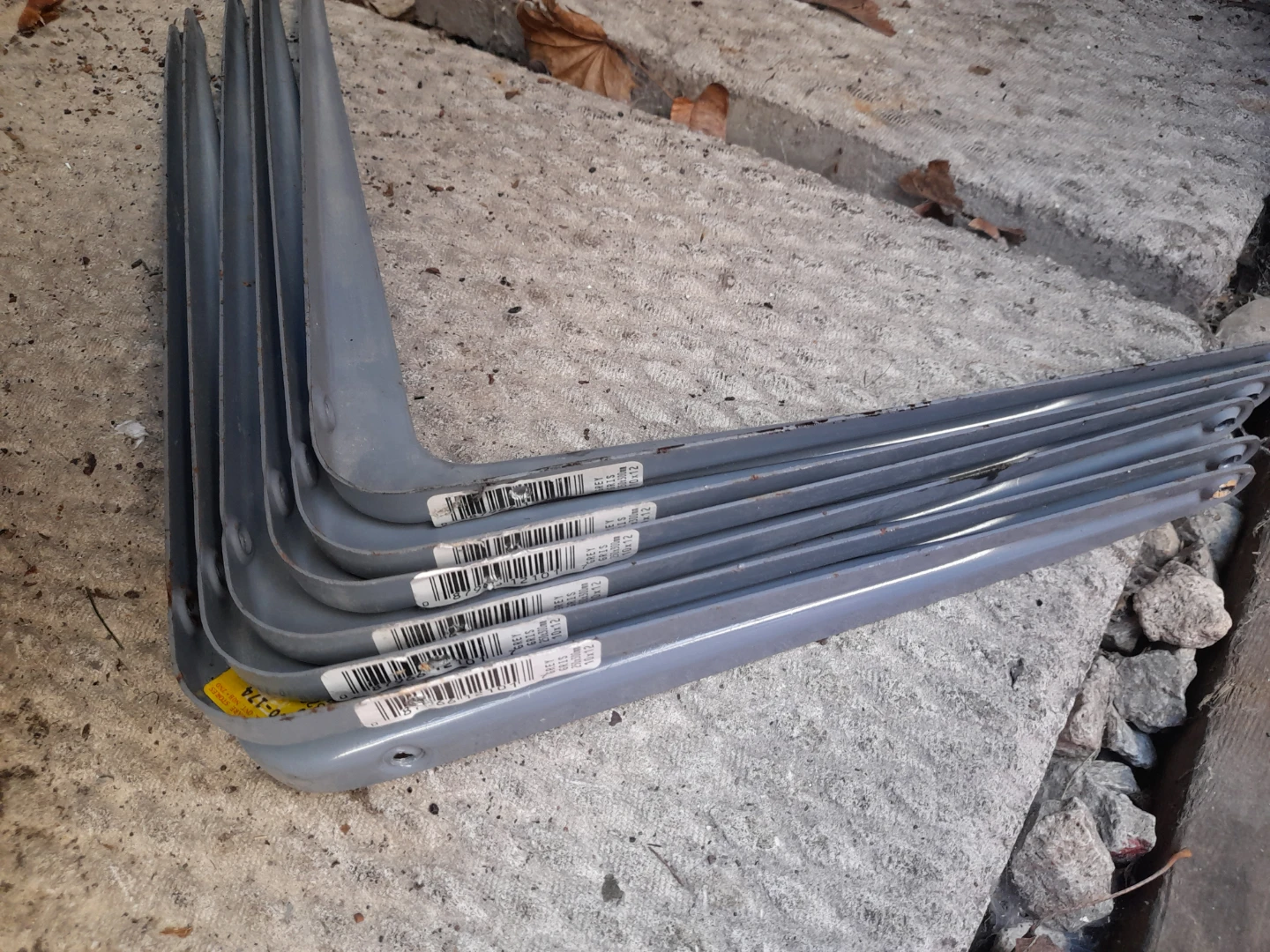 Grey Metal Shelf Brackets (Set of 7)