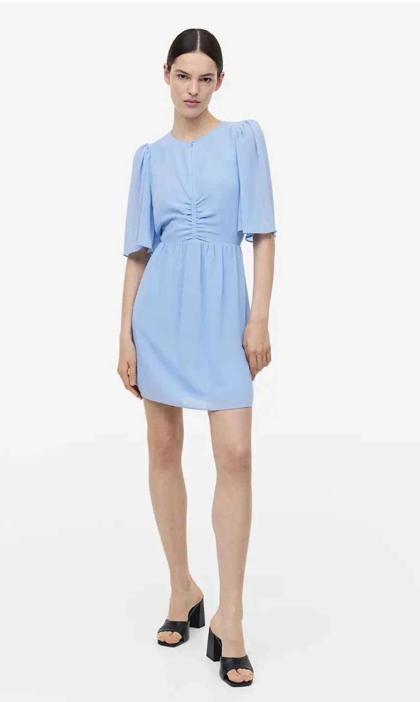 H&M Light Blue Flutter Sleeve Dress Size US S/M