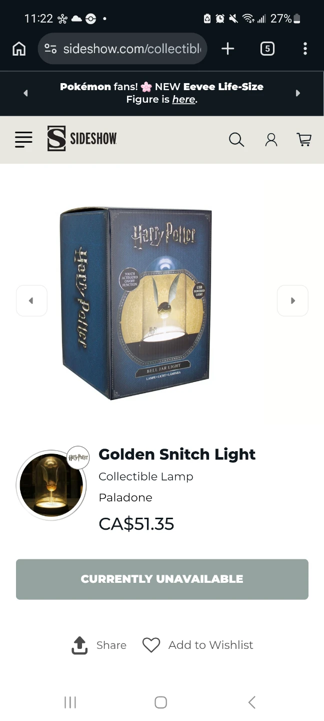 Harry Potter Golden Snitch Paladone Lamp
