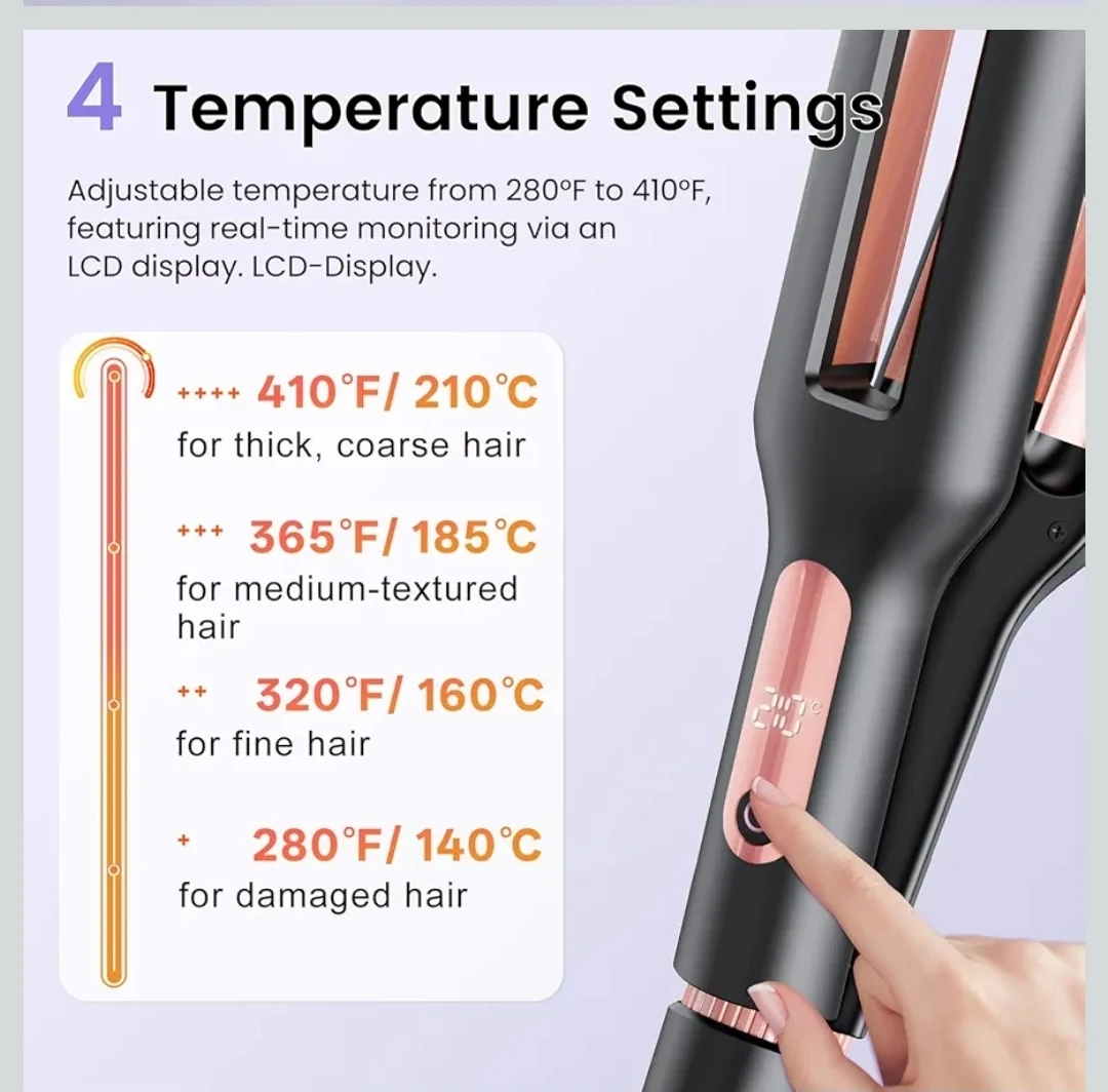 NEW Hair Crimper Waver Curler Wand 4 Adjustable Curling Waves - photo 4