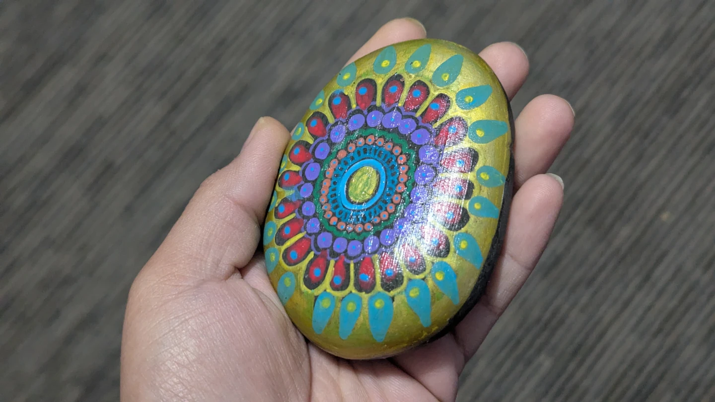 Hand-painted Mandala Rock - photo 2
