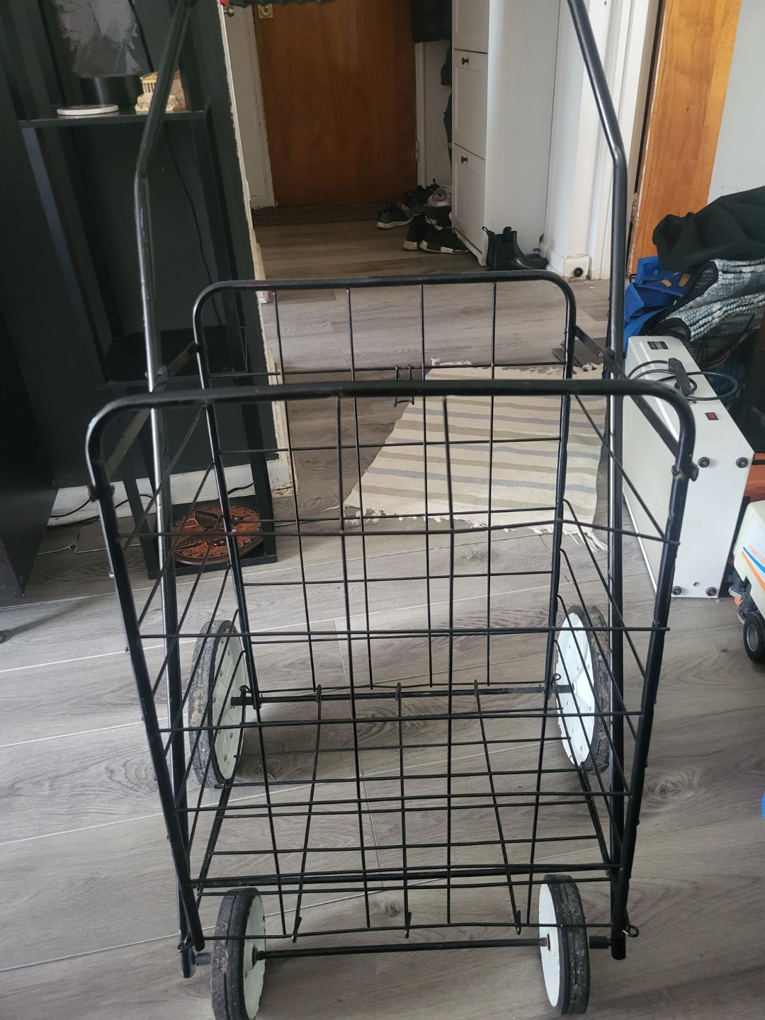 Black Wire Shopping Cart with Wheels