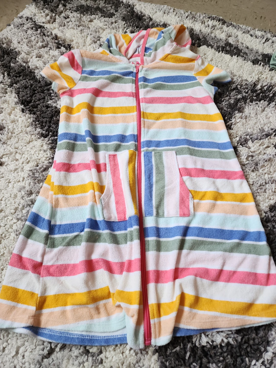 Wonder Nation Hooded Cover-Up Robe XL (14-16) Striped Zip - photo 2