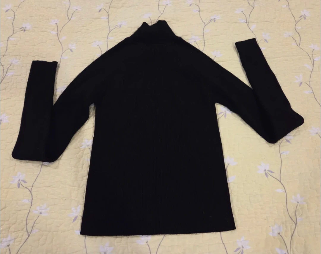 Zara Knit Black Turtleneck Sweater with Buttons - photo 3