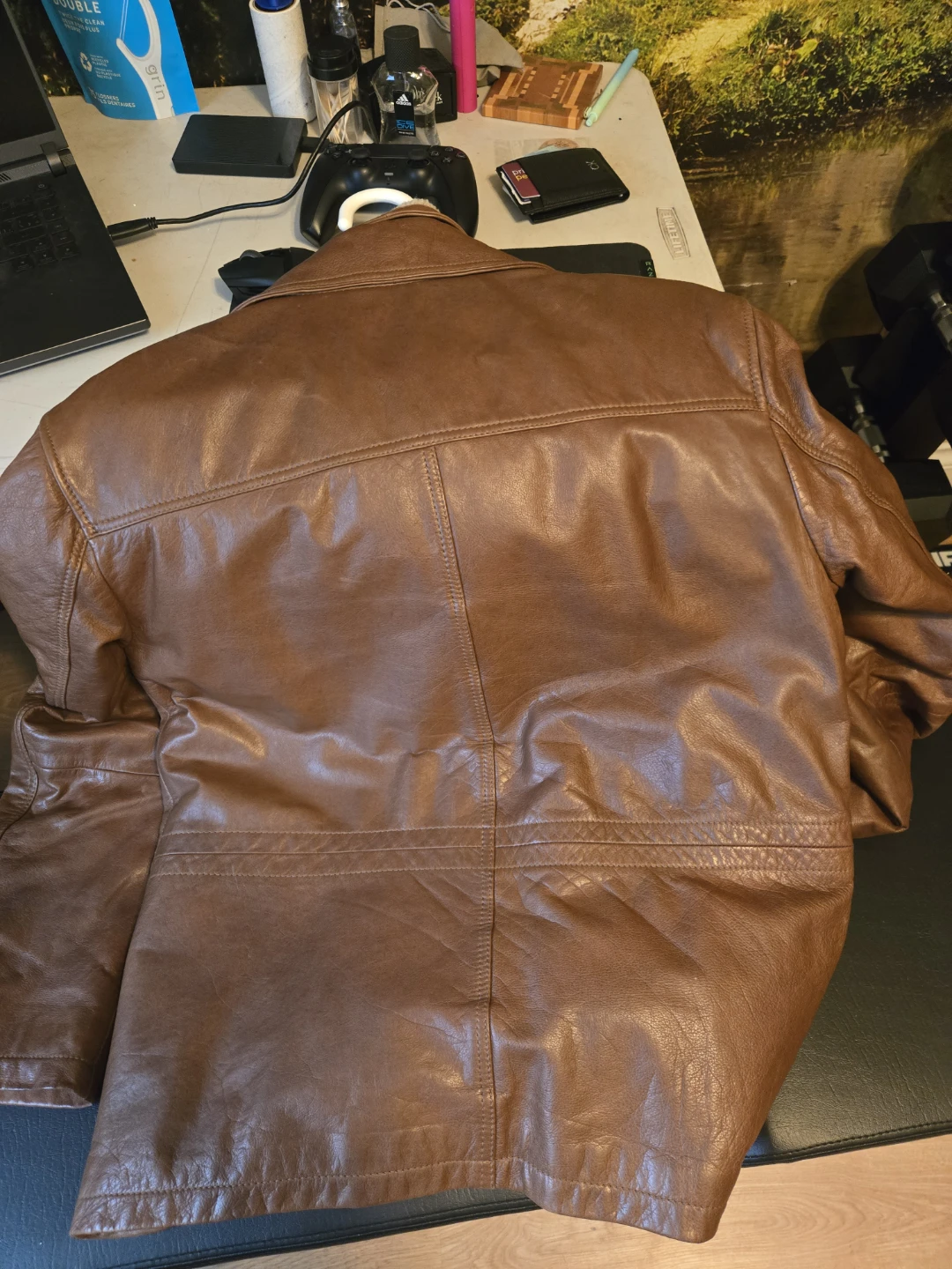 Danier Brown Leather Jacket with Shearling Collar - photo 4