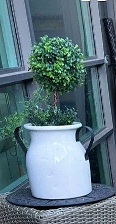 White Ceramic Planter Pot with Black Handles - photo 4