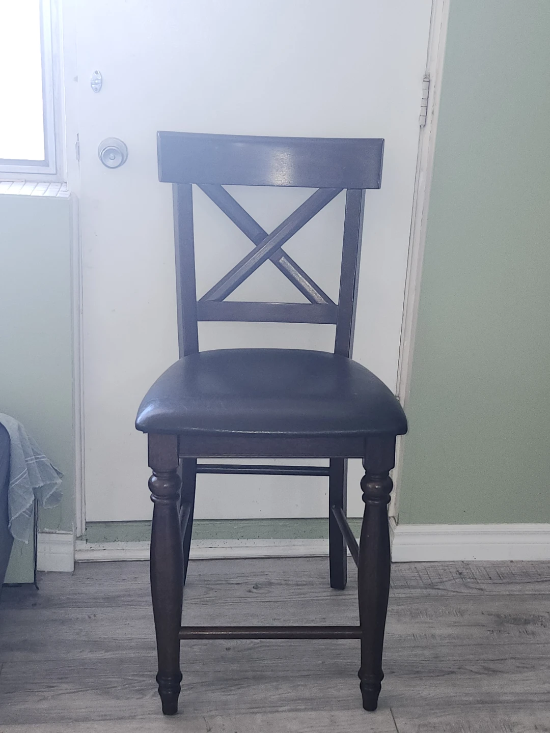 Dark Wood Counter Stool with Padded Seat - photo 2