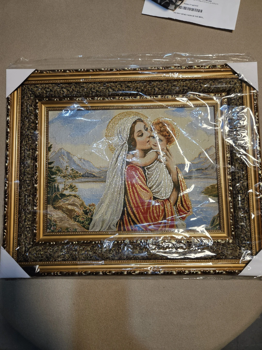Framed Religious Tapestry Wall Art