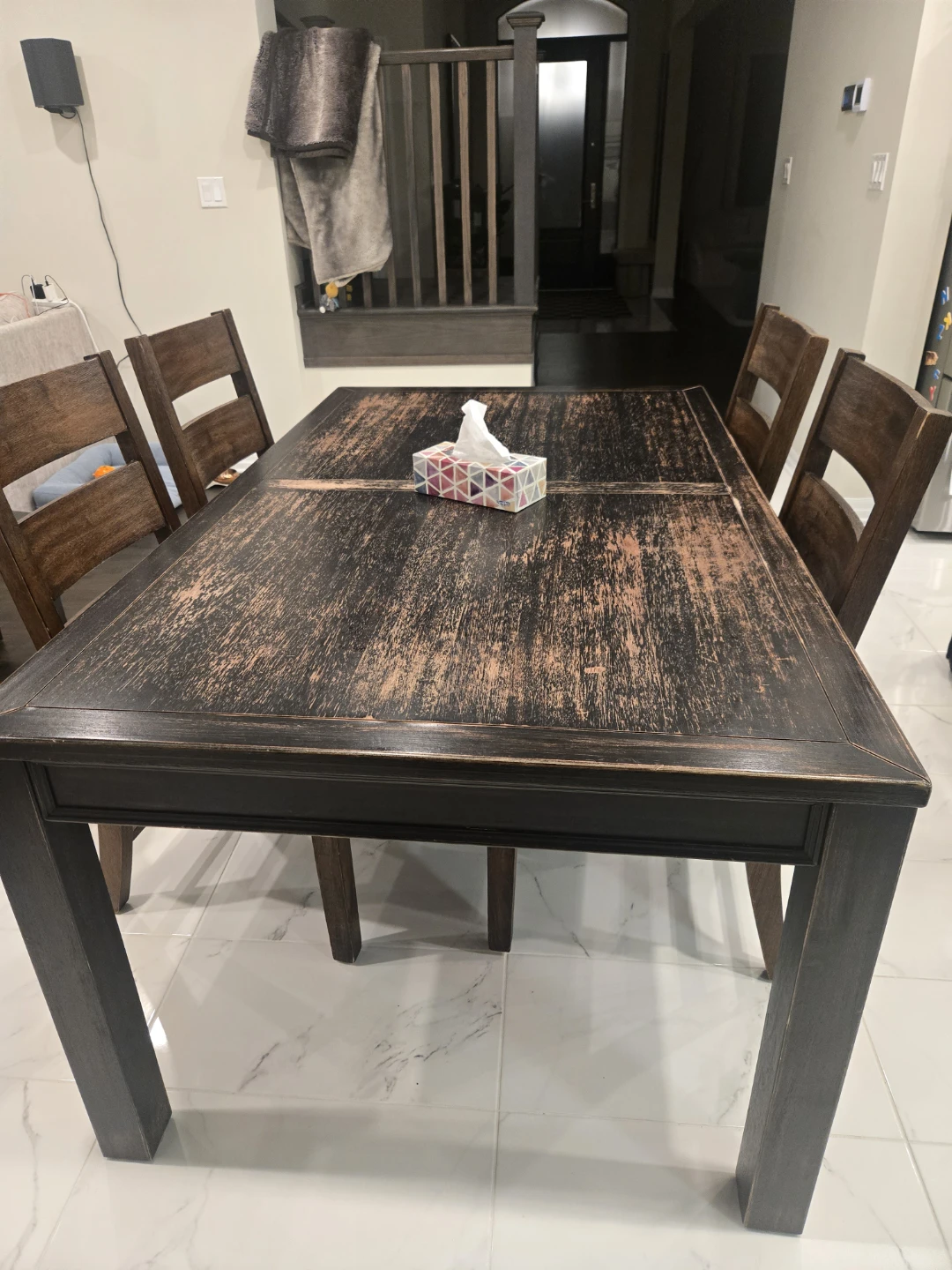 Rustic Wood Dining Table with 4 Chairs - photo 4