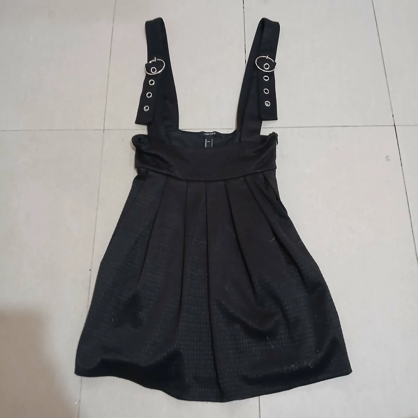 ⚽ Black Pinafore Dress with Buckle Straps