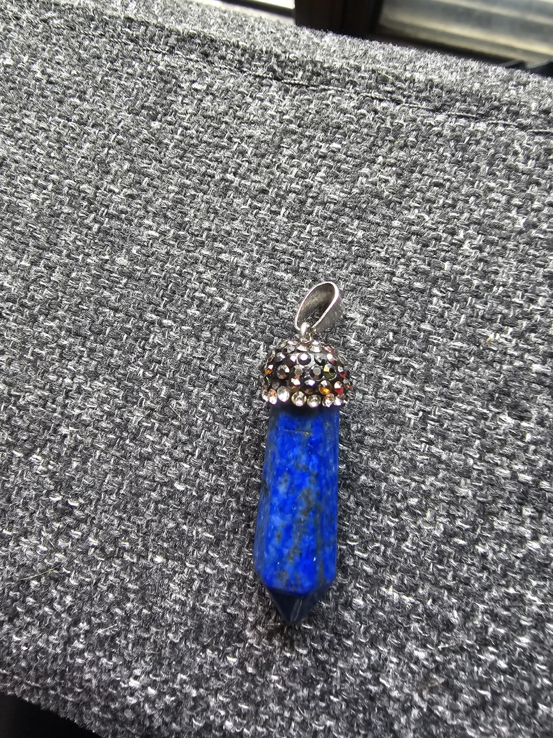 Lapis Lazuli Crystal Pendant with Rhinestones