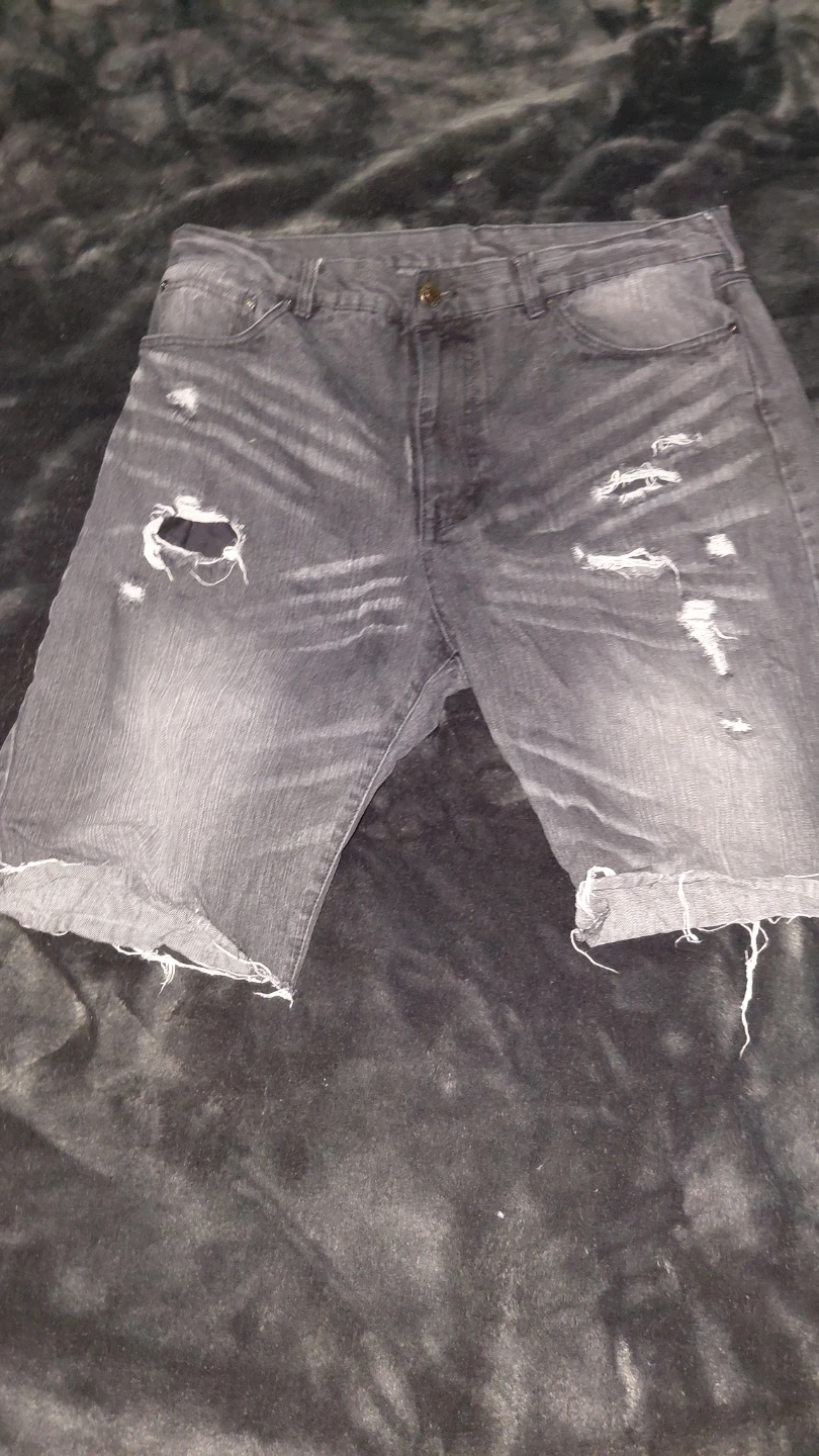 CSG. Black Ripped Denim Shorts