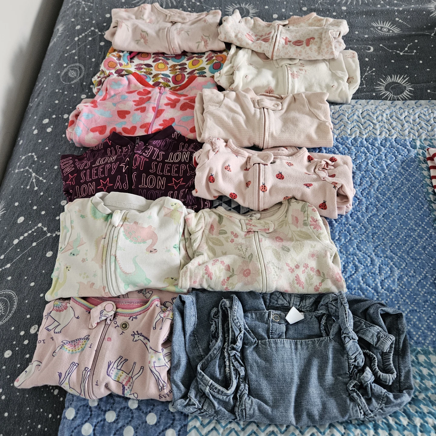 0-3 month Baby Girl Sleepers  lot