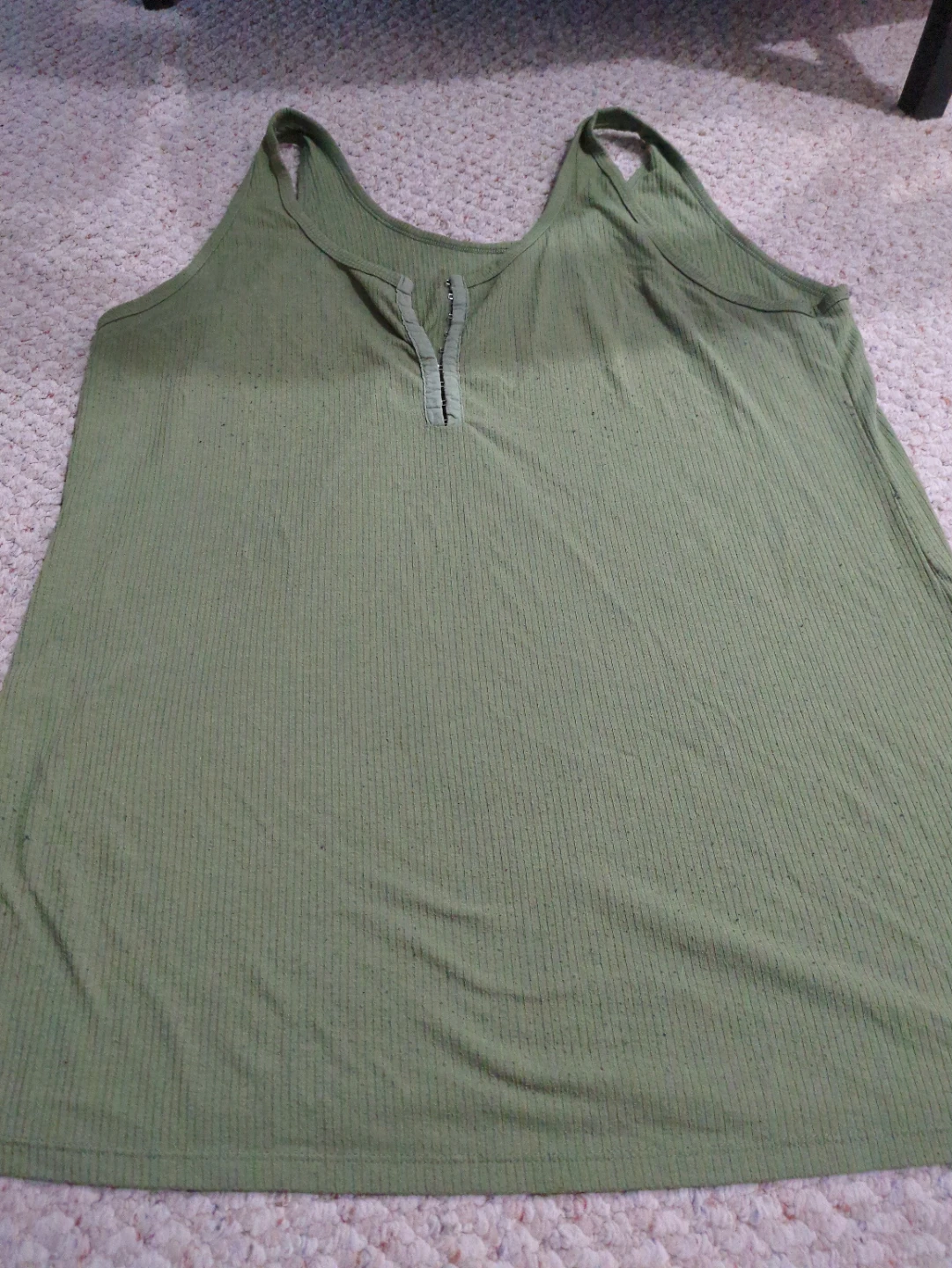 Women's Green Ribbed Tank Top Size 3