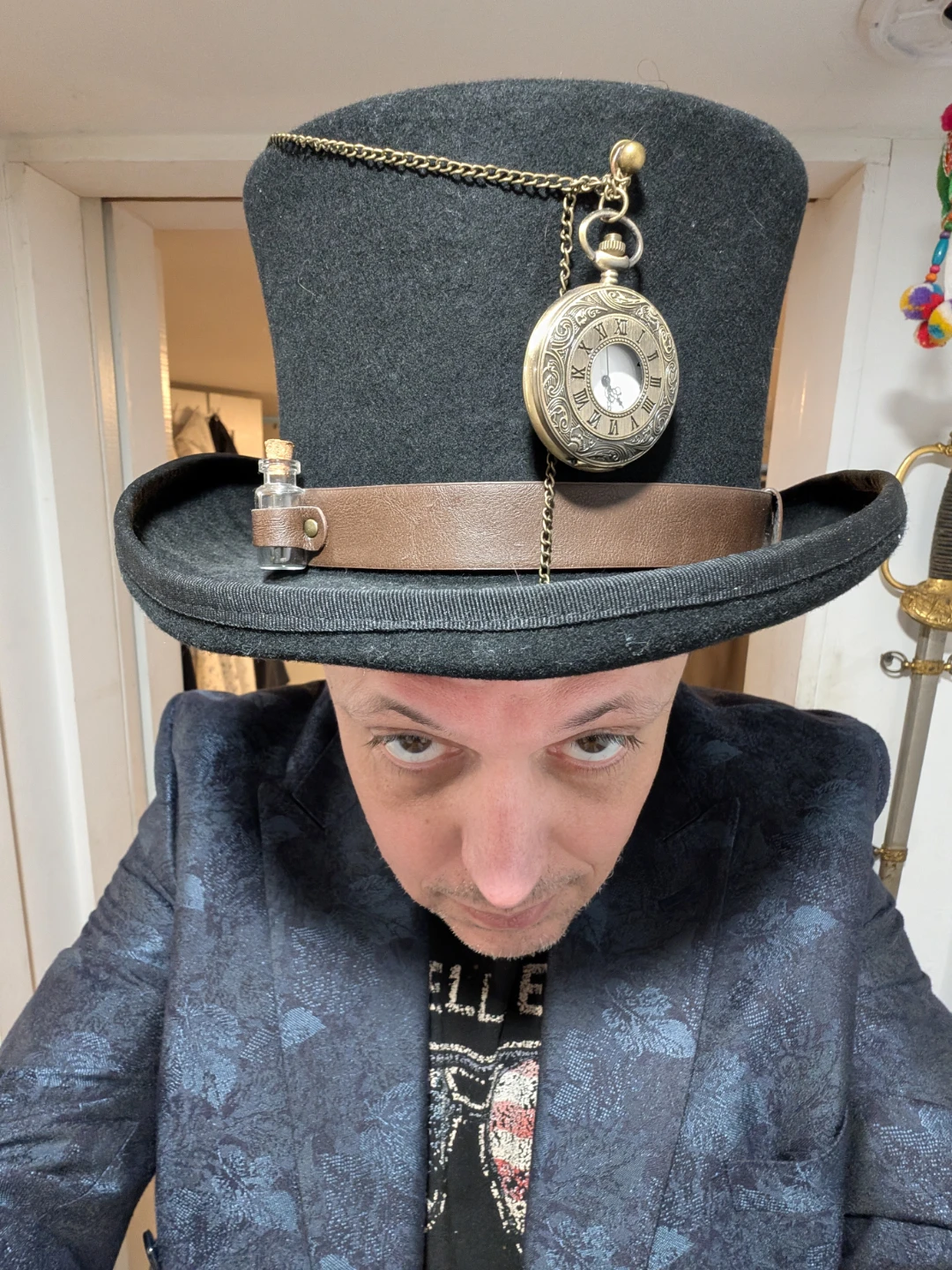 Top Hat Steampunk Costume w Stopwatch and vials