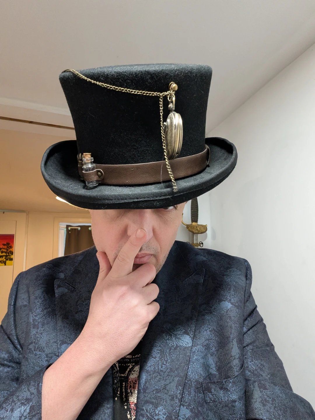 Top Hat Steampunk Costume w Stopwatch and vials - photo 3
