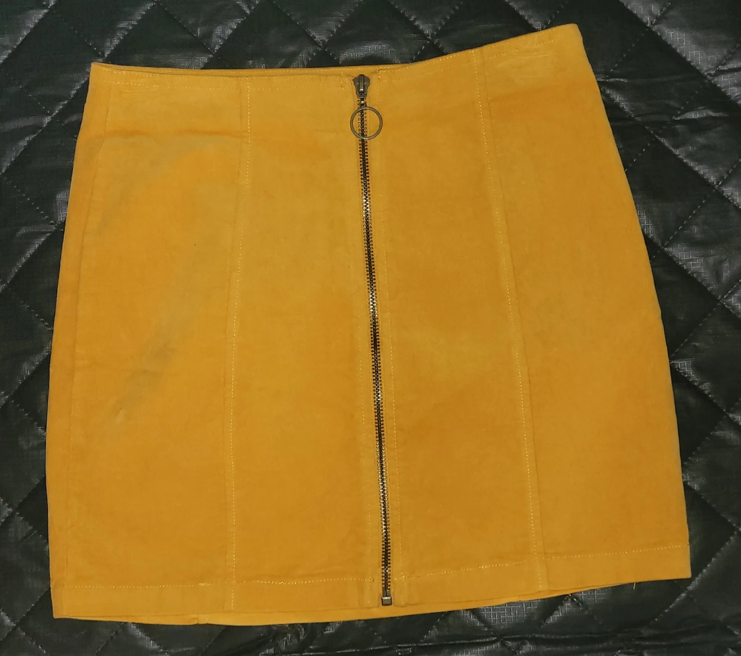 Yellow Suede A-Line Mini Skirt
