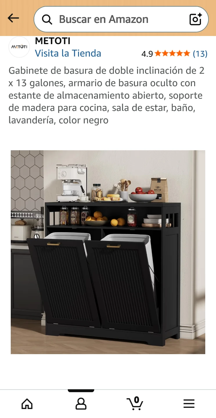 METOTI Double Tilt-Out Trash Cabinet - Black - photo 3