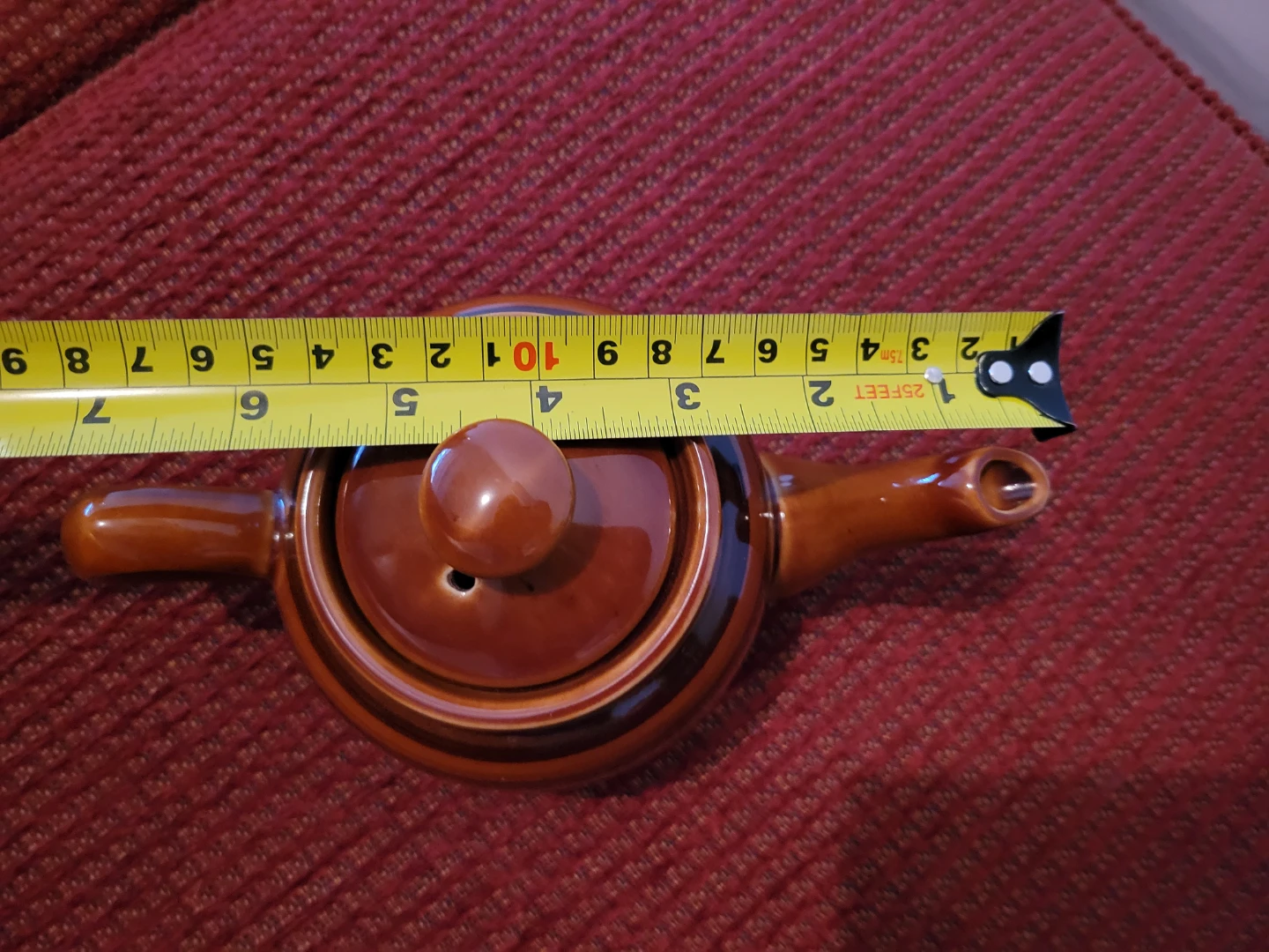 Retro Mid-Century Style Brown Stoneware Teapot with Lid - photo 4