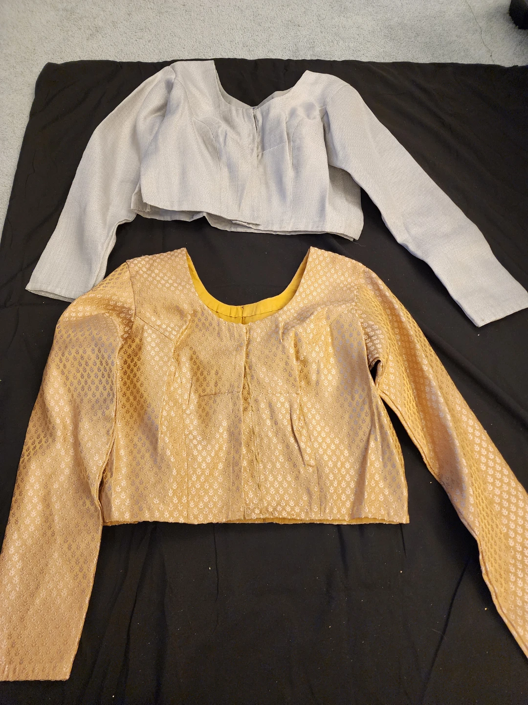 Two Long Sleeve Saari Blouses - Silver & Gold