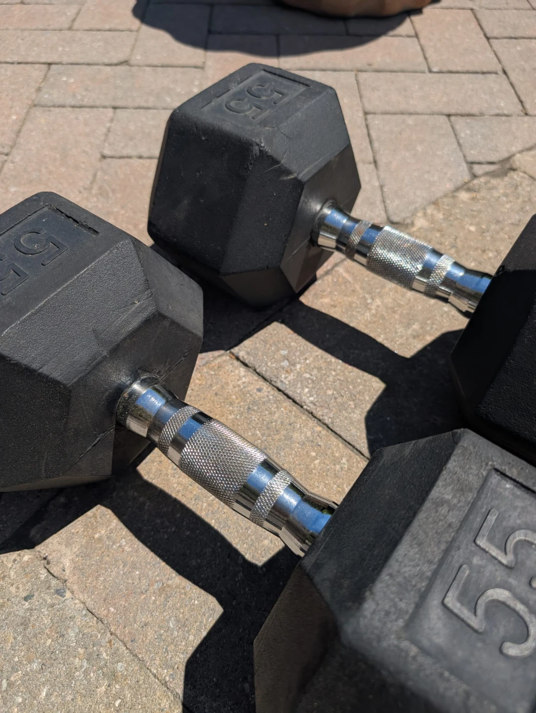 Pair of 55lb Hex Dumbbells - photo 2
