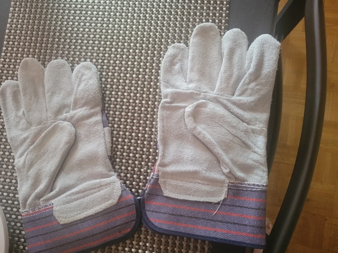 Work Gloves - Grey Suede with Blue & Red Stripes - photo 2