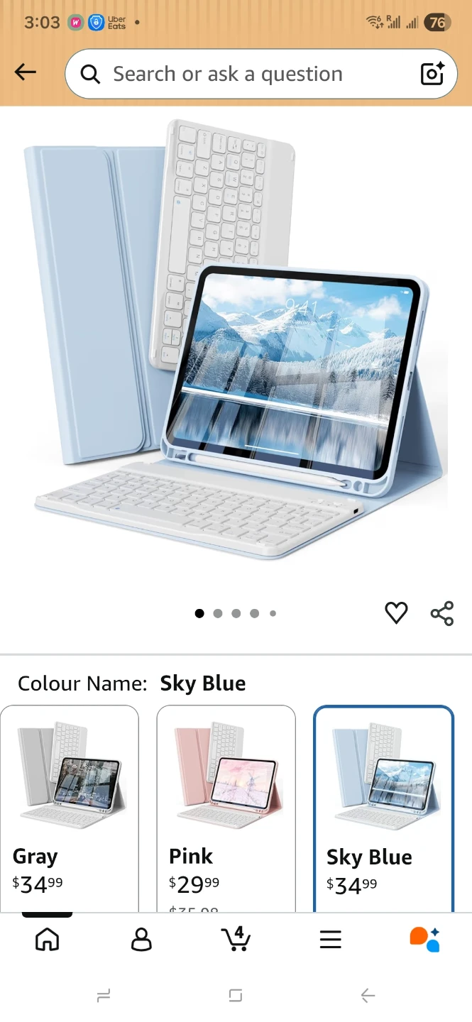 Sky Blue Wireless Keyboard Case for iPad Air 11 Inch - photo 2