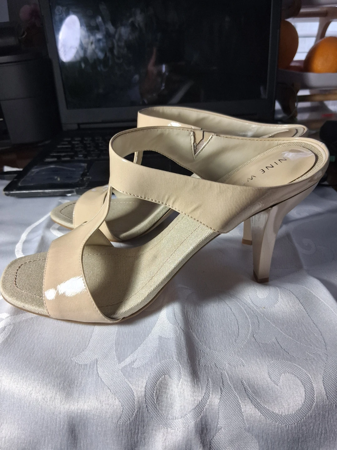 Nine West Women's Beige Heeled Mules
