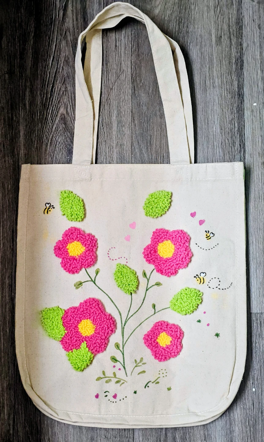 Canvas Tote Bag with Floral Embroidery - photo 2