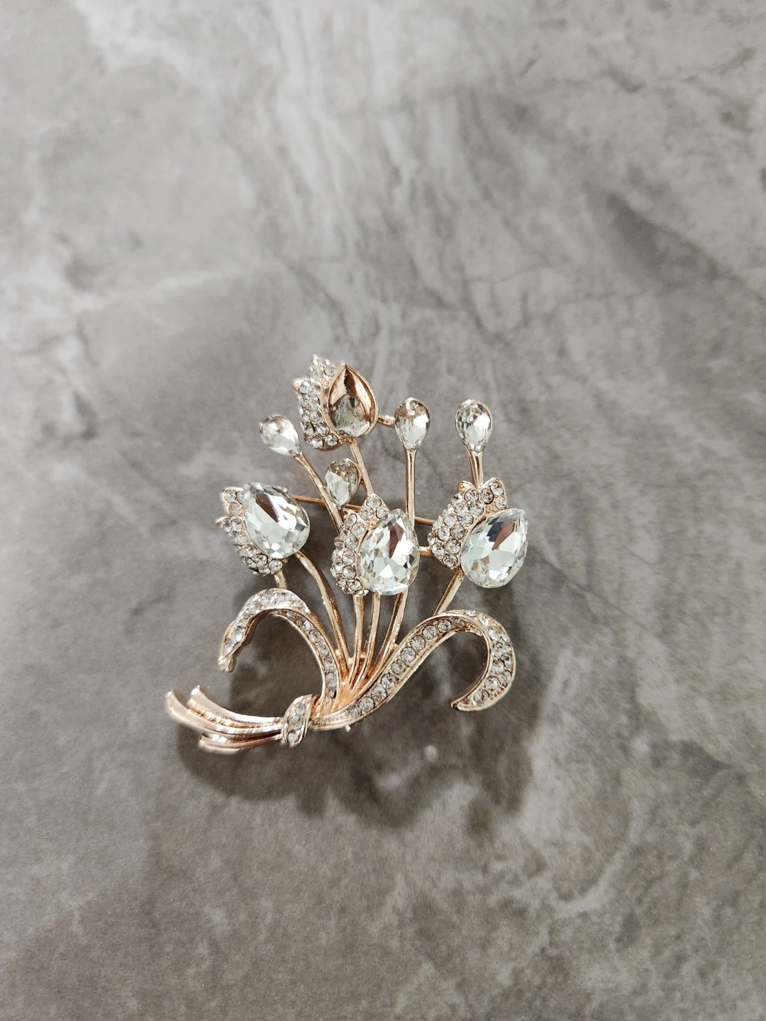 Rhinestone Flower Brooch