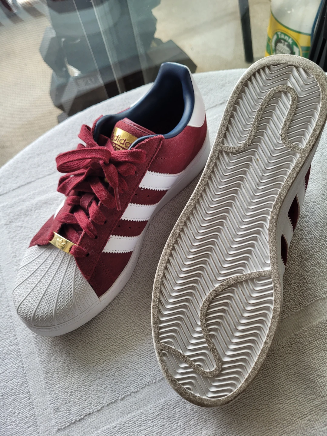 Adidas Superstar Shoes Burgundy White Size 10 - photo 2