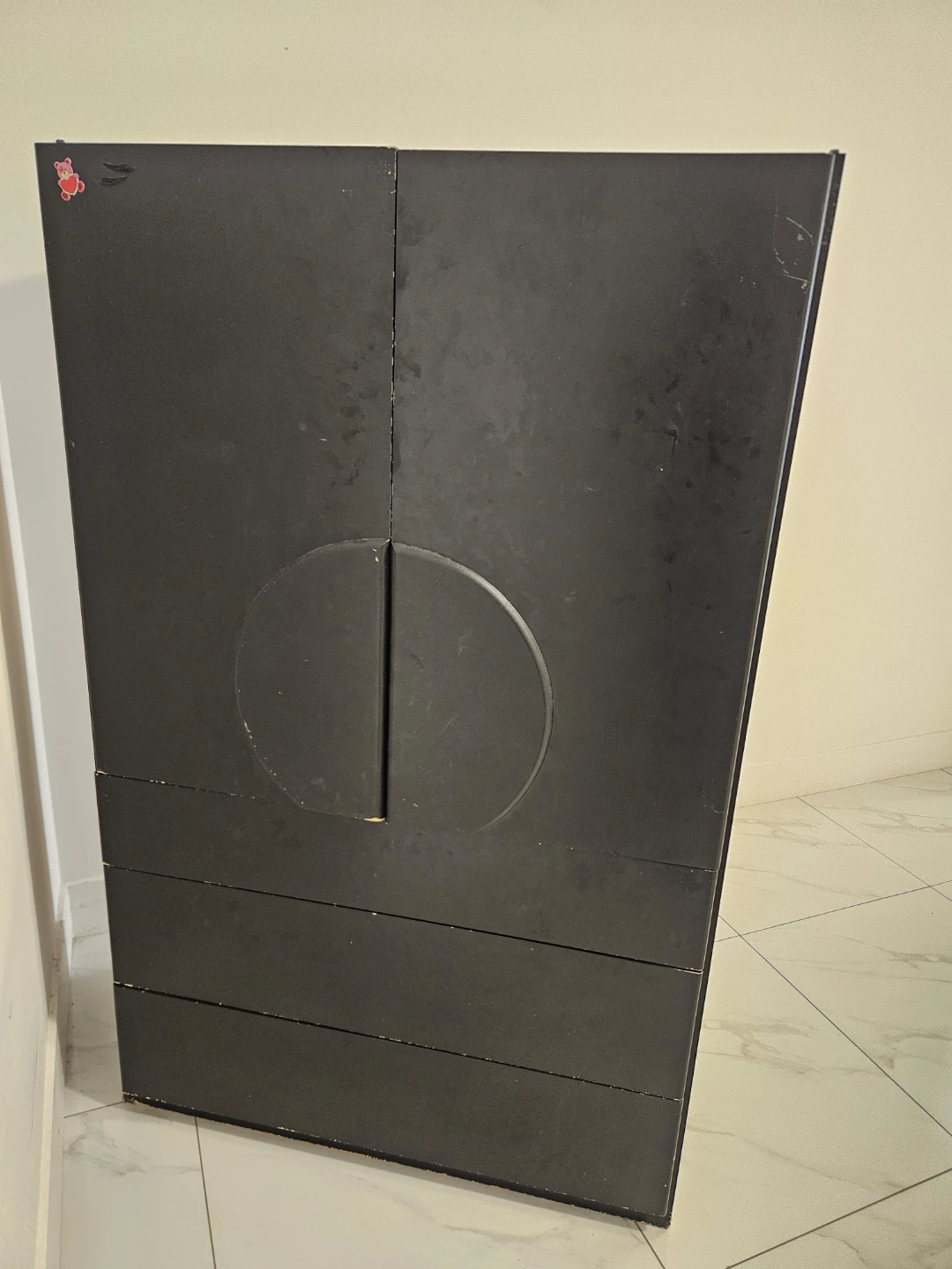 Black Storage Cabinet with Doors and Drawers