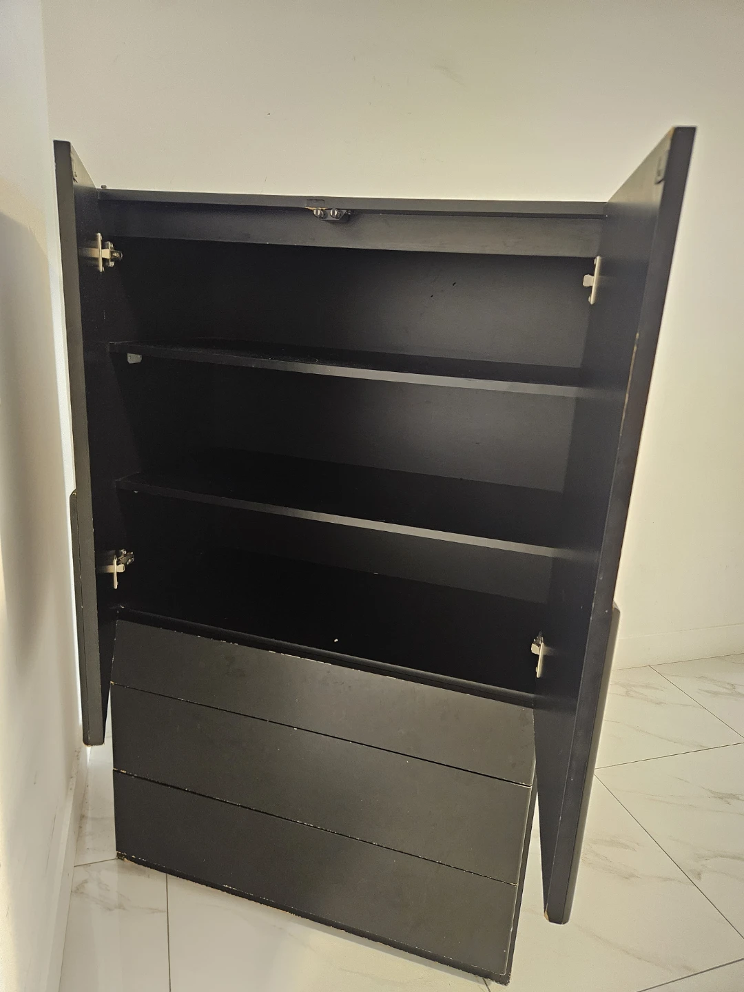Black Storage Cabinet with Doors and Drawers - photo 2