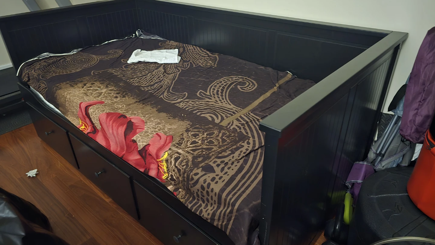 Ikea Black Daybed with Storage Drawers