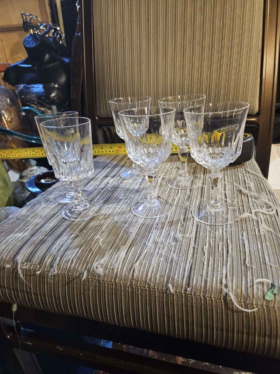 Set of 5 Clear Crystal Wine Glasses - photo 2