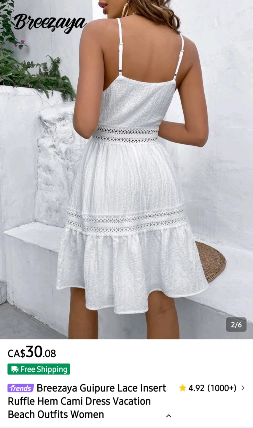 Breezaya White Lace Insert Ruffle Hem Dress - photo 2
