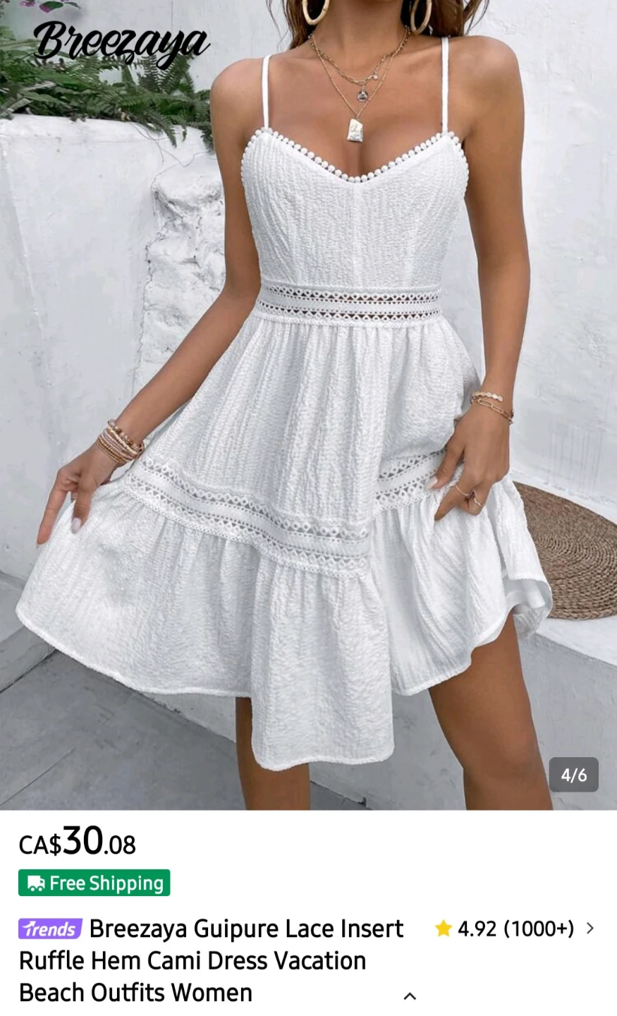 Breezaya White Lace Insert Ruffle Hem Dress - photo 3