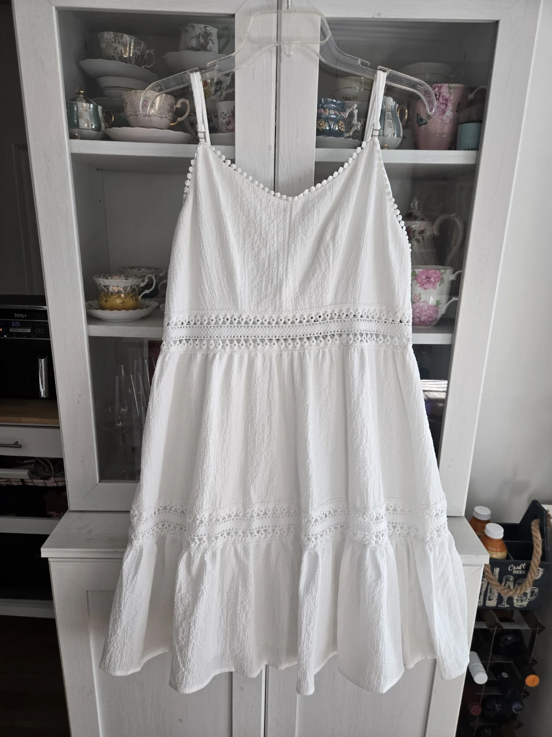 Breezaya White Lace Insert Ruffle Hem Dress - photo 4
