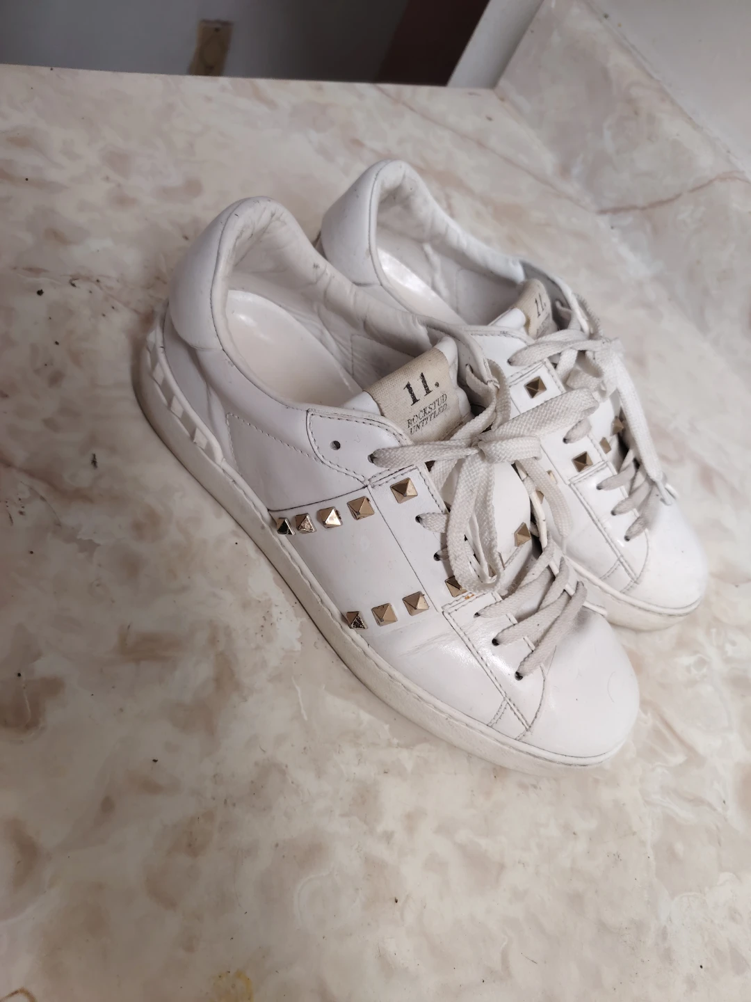 Valentino Garavani White Leather Rockstud Sneakers - photo 2