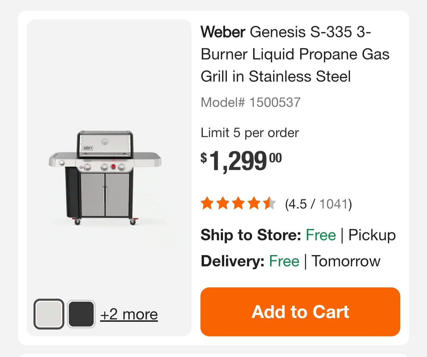 New Weber Genesis s-335 LP gas grill - photo 2