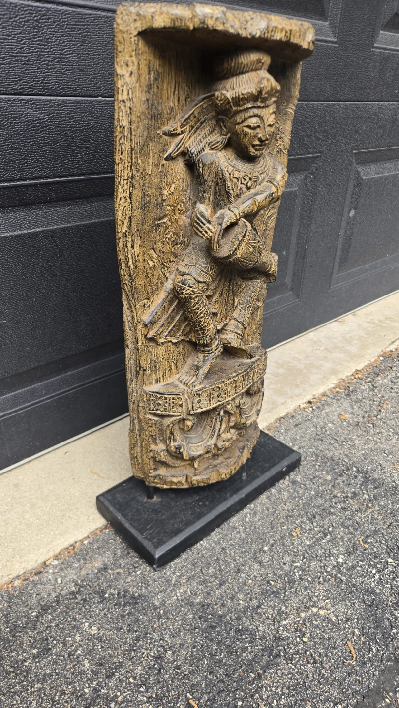 Carved style, Figure Statue with Drum - photo 3