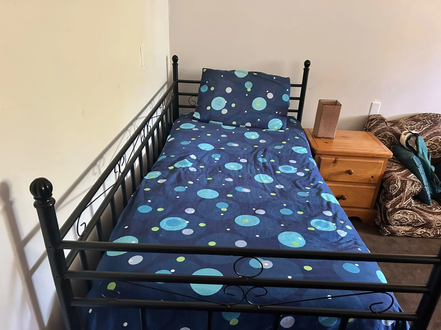 Twin Metal Bed Frame with mattress