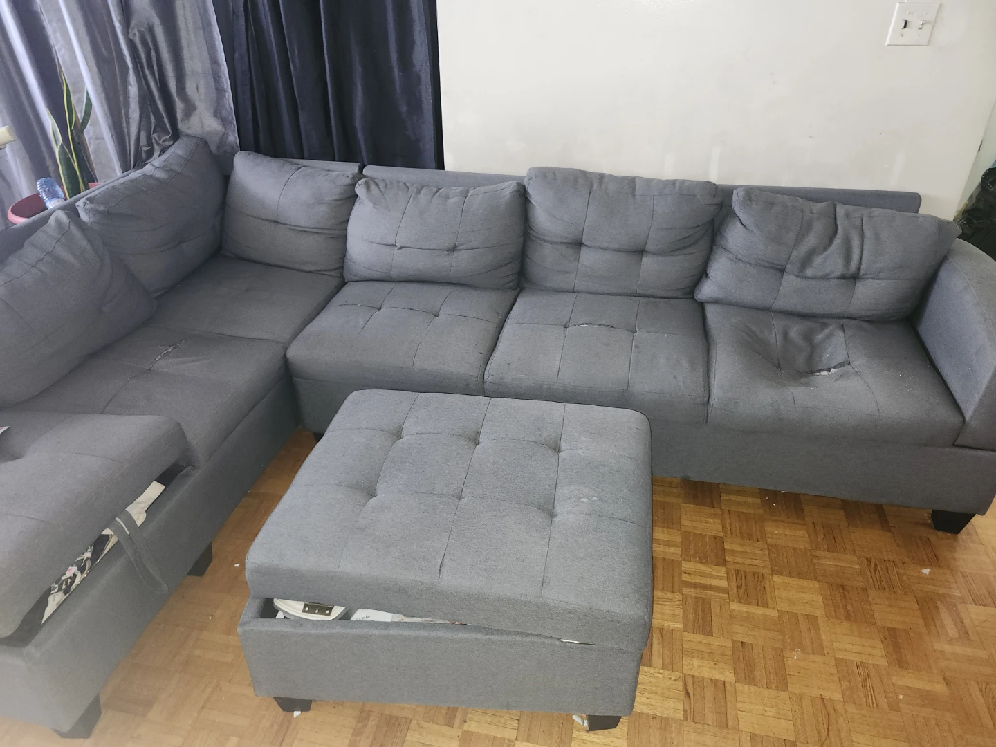Grey Sectional Sofa with Storage Ottoman - photo 4