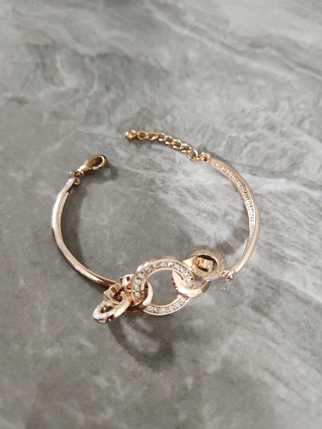 Rose Gold Tone Chain Bracelet with Cubic Zirconia Accents
