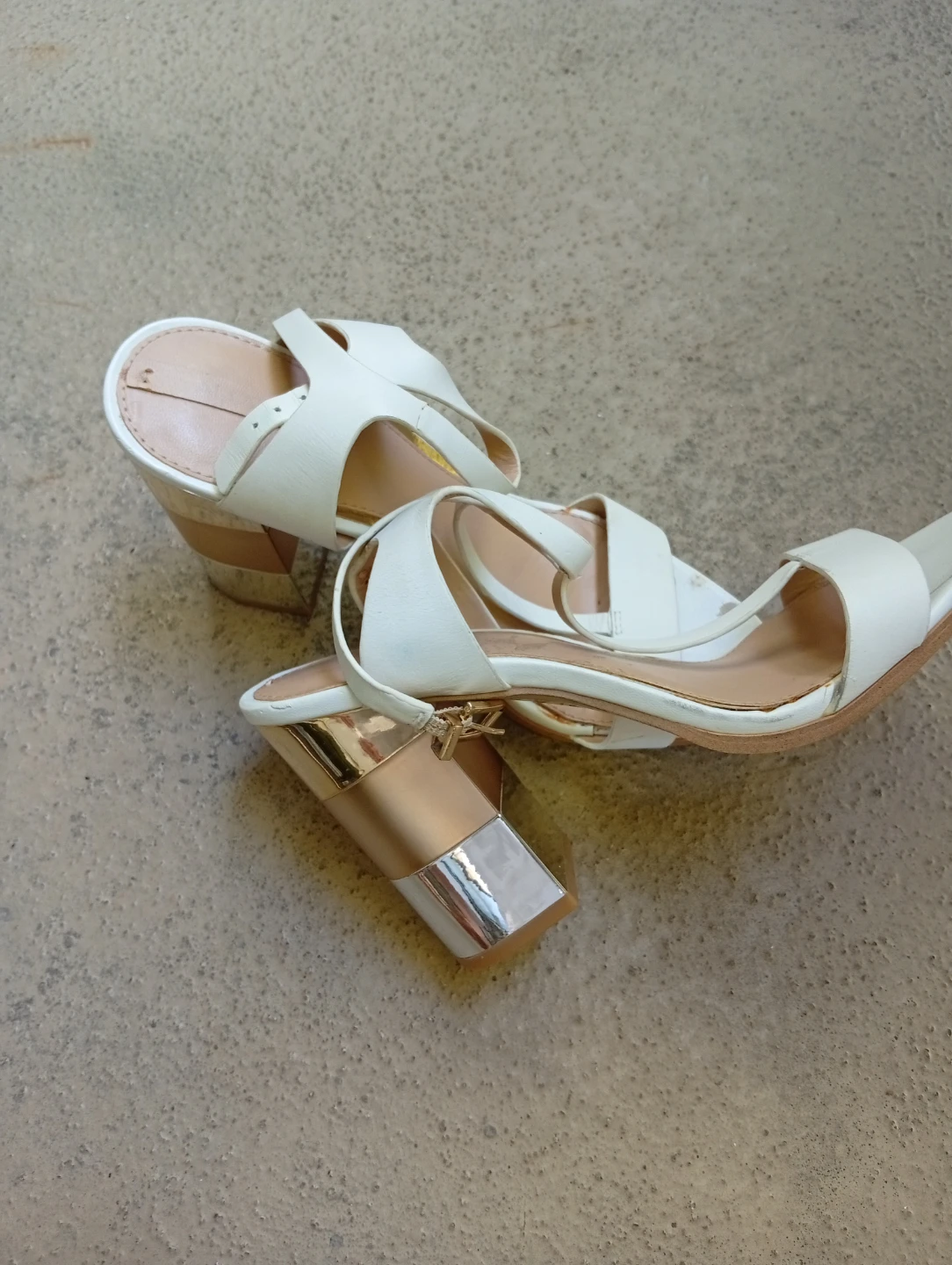 White Strappy Block Heel Sandals