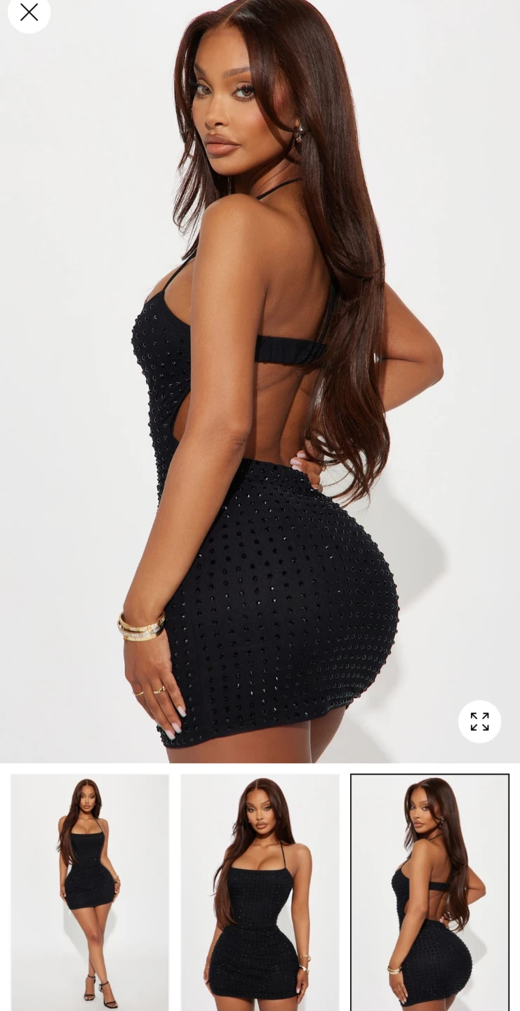 Black Rhinestone Mini Dress - photo 2