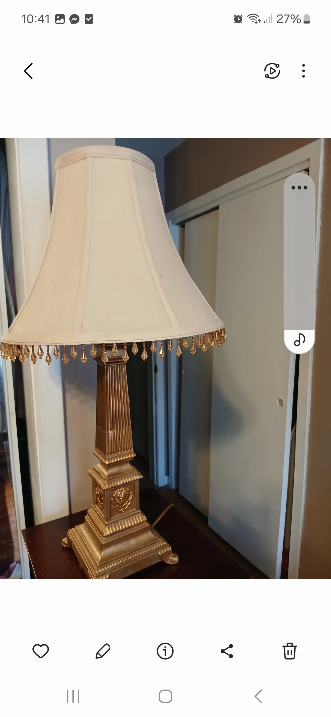 Gold Fluted Table Lamp with Beaded Shade