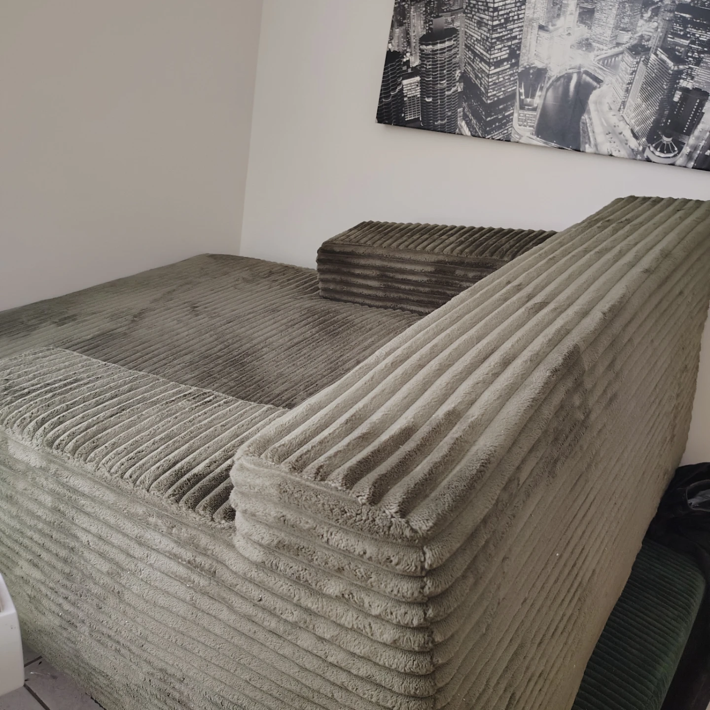 Grey Corduroy Floor Sofa
