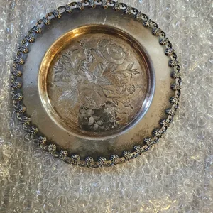 Vintage Decorative Plate with Floral Engraving